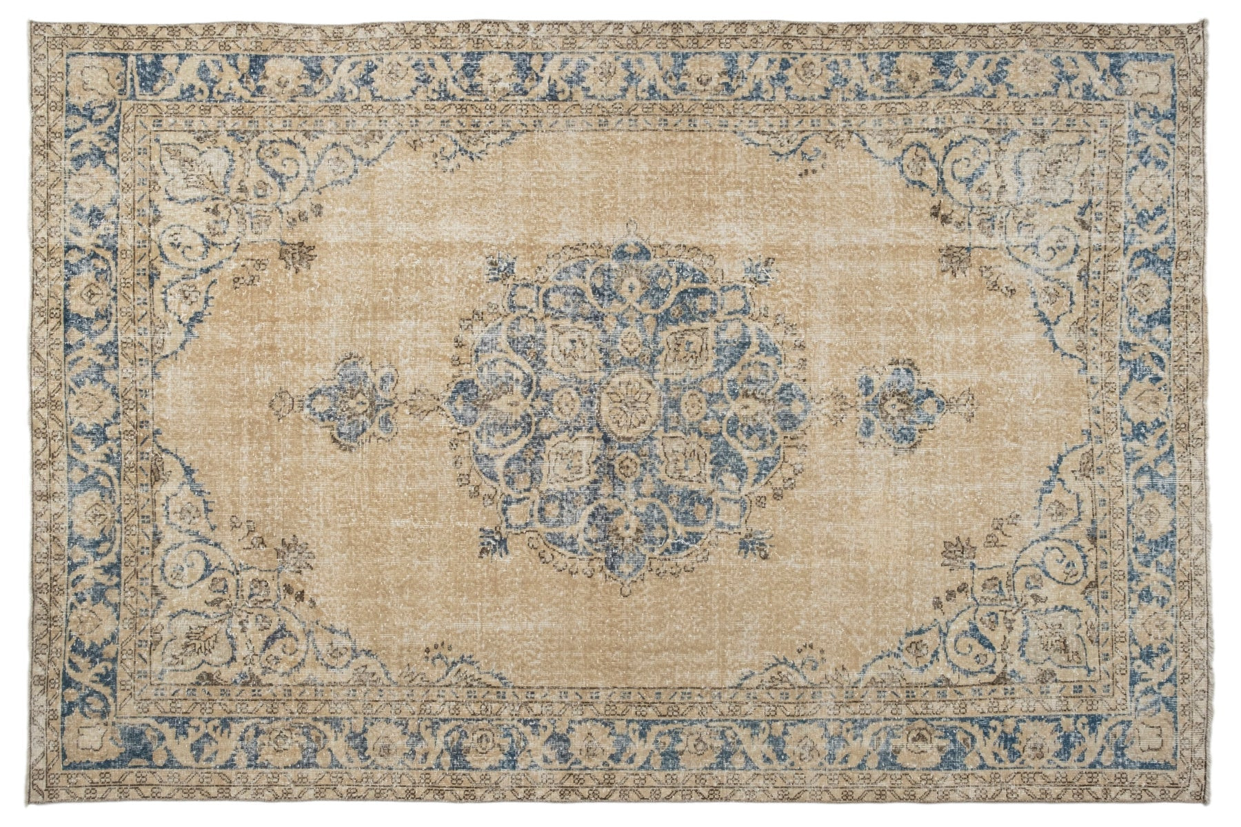 7' X 10' Vintage Distressed Rug, Beige - Lorema | Revival Rugs Inc