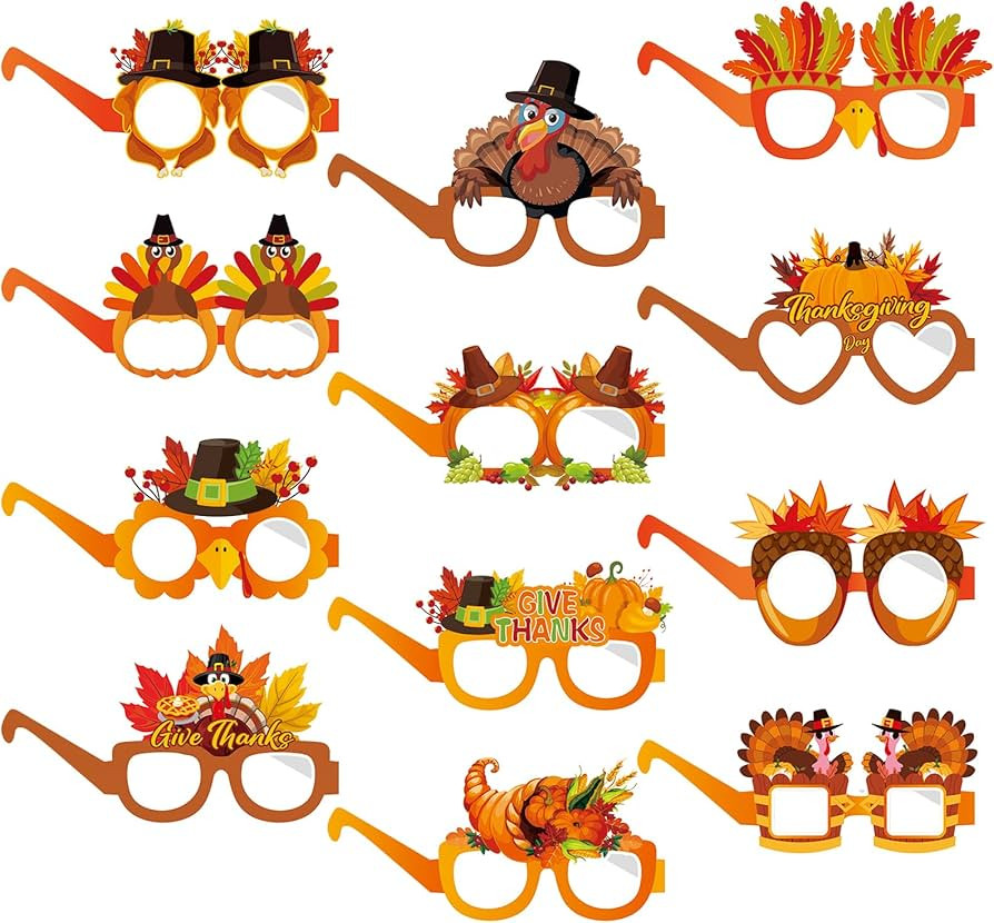 12 Pieces Thanksgiving Paper Glasses, Festival Fall Eyewear with Turkey and Autumn Designs for Ho... | Amazon (US)