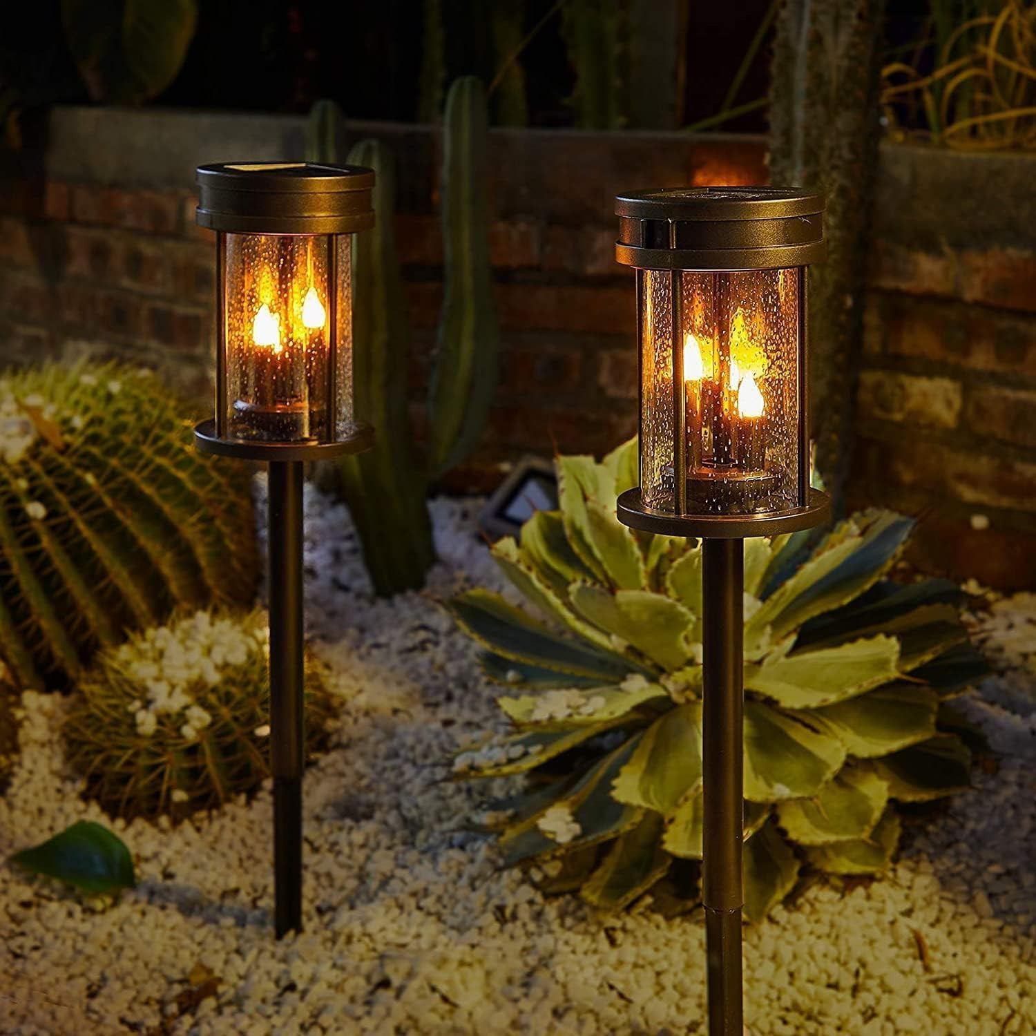 Outdoor Garden Solar Stake Lights Flickering Candle Lantern Lighting for Yard, Lawn, Patio, Pathw... | Amazon (US)