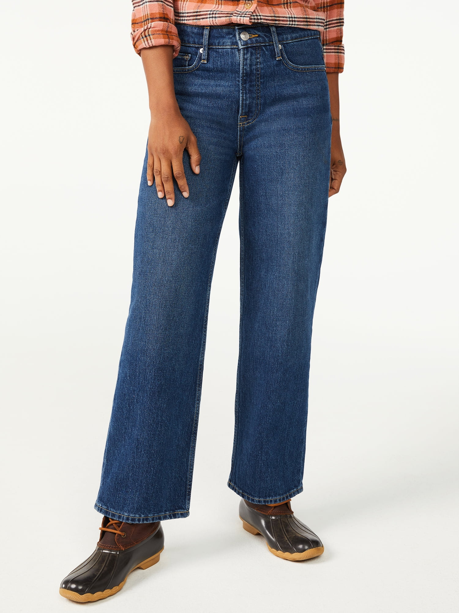 Free Assembly Cropped Wide Leg Jeans - Walmart.com | Walmart (US)