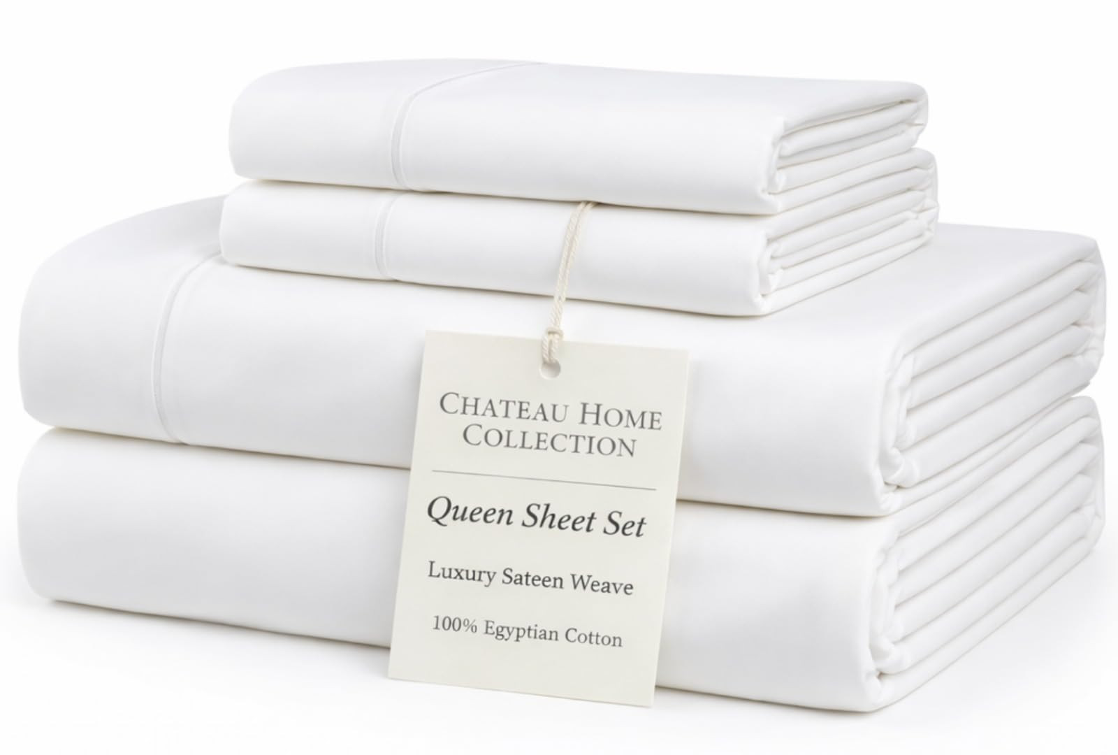 100% Egyptian Cotton Sheets Queen Size Bed Set, 15" Deep Pocket Queen Sheet set, Sateen Cotton Be... | Amazon (US)