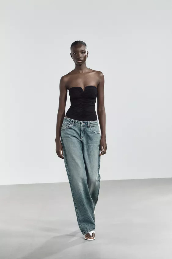 RUCHED POLYAMIDE BANDEAU BODYSUIT | Zara US