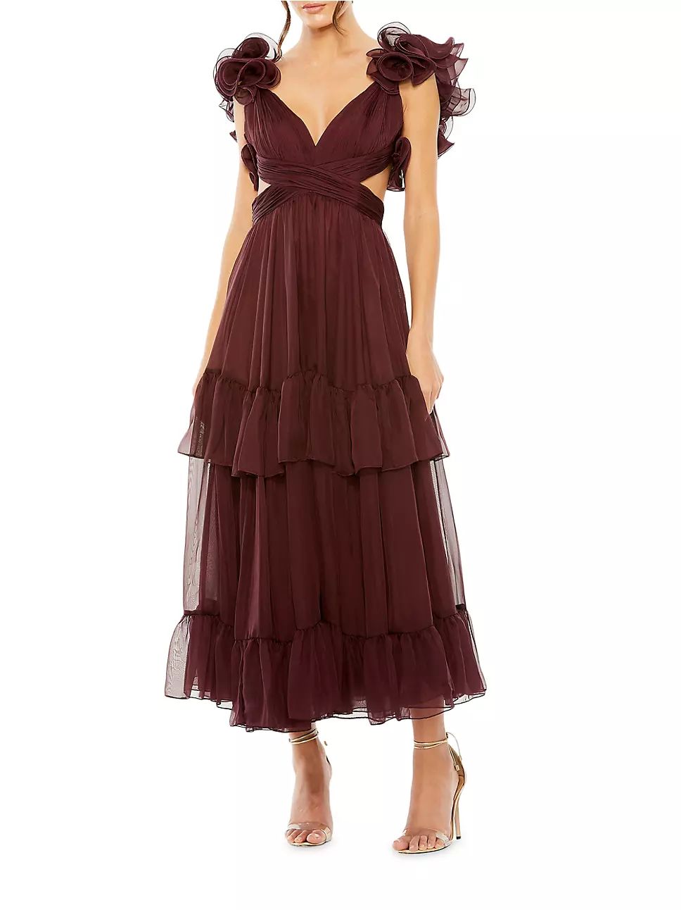 Ruffle Chiffon Midi-Dress | Saks Fifth Avenue