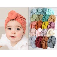 Knot Baby Turban, Baby Stretchy Hat, Turban Infant Newborn Bow Knit Cotton Headbands, Knot Turban Ha | Etsy (US)