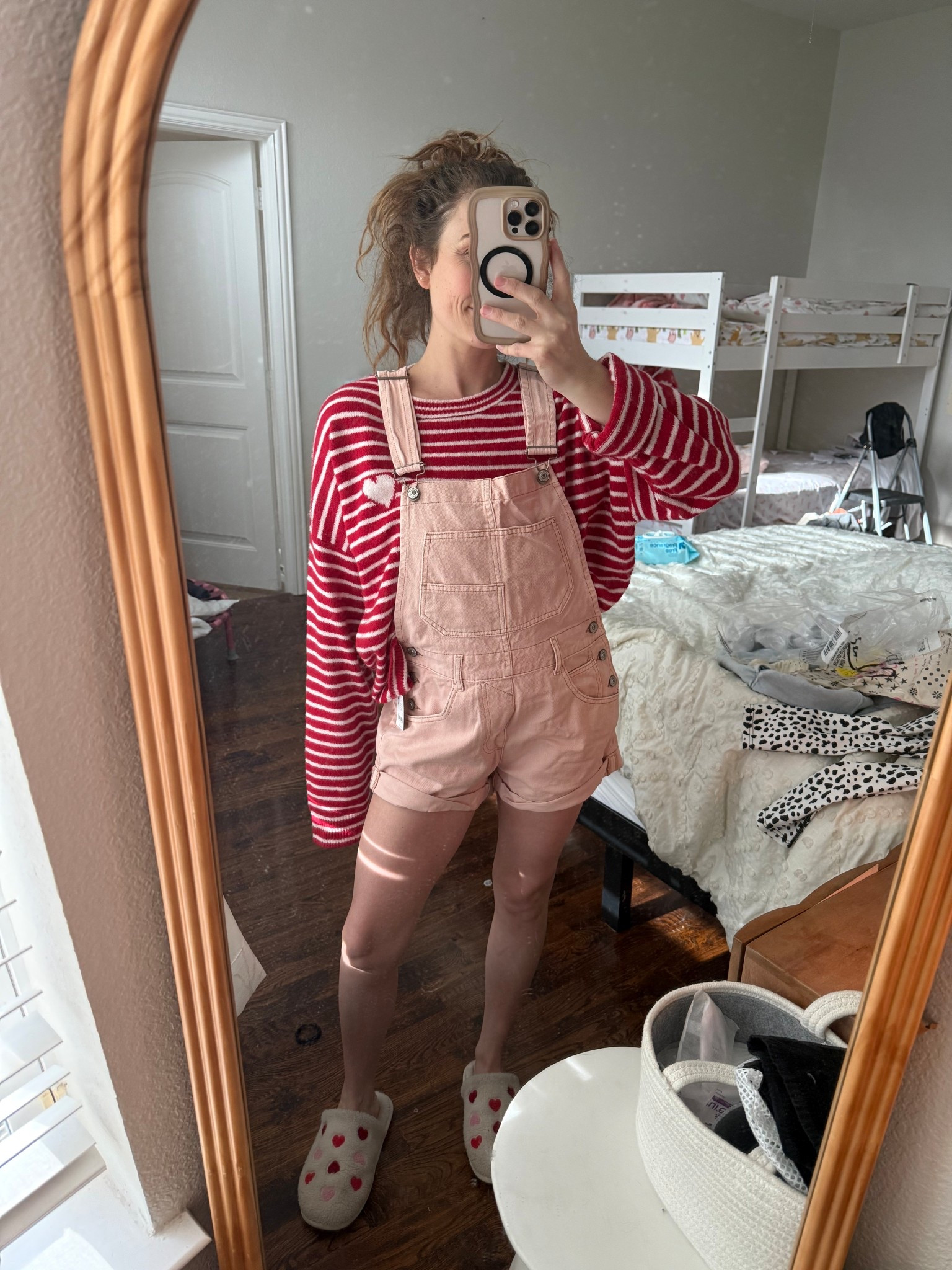 Large in sweater
Xs in Ziggy shortalls
And XL in kid slippers or small in women's