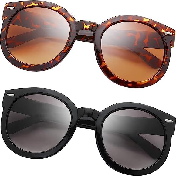 The Fresh Women's Designer Inspired Oversized Round Circle Sunglasses Retro Fashion Style | Amazon (US)