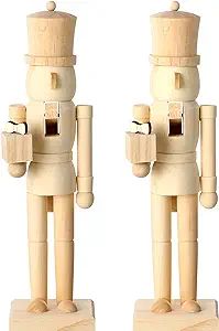 Soaoo 2 Pcs Large Christmas Wooden Unfinished Nutcrackers 12 Inch Nutcracker Figures Set Christma... | Amazon (US)