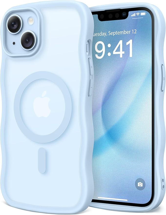 CAPRARO Cute for iPhone 13 Case & iPhone 14 Case, Compatible with MagSafe, [Curly Wave Edge] [Cam... | Amazon (US)