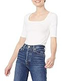 Amazon Essentials Women's Slim-Fit Half Sleeve Square Neck T-Shirt, Bright White, Small | Amazon (US)