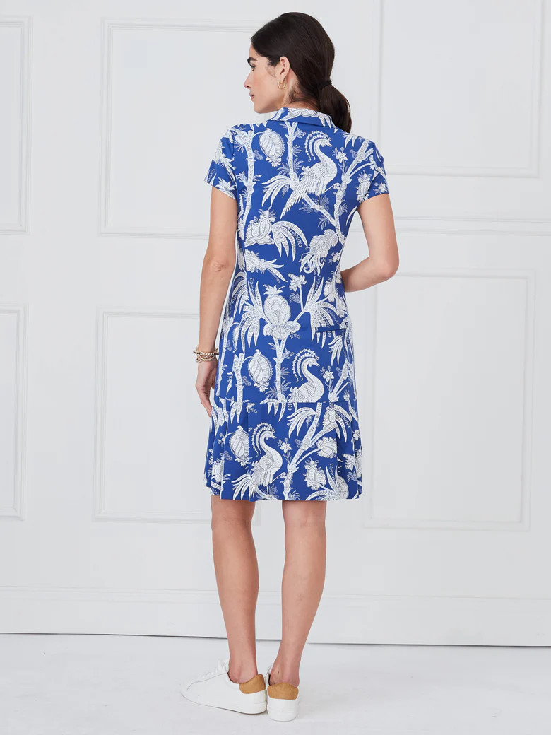 Dk_Blue/Off_White Pomegrante Meadow Dorte Dress | Women's Dresses | J.McLaughlin | J.McLaughlin