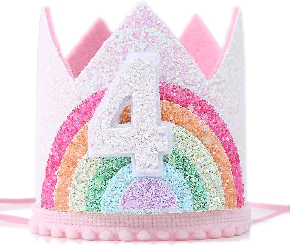 Birthday Rainbow Girl Crown, Birthday Hat for Event Party Supplies,Photo Props | Amazon (US)