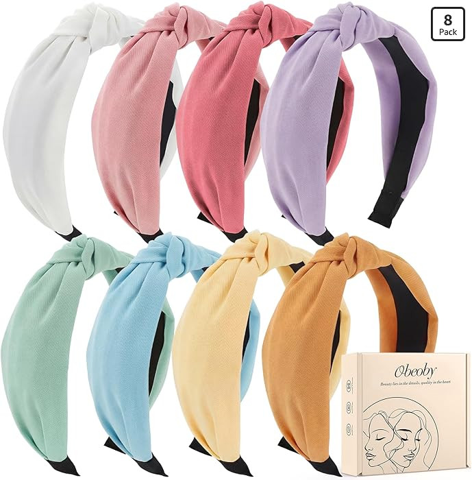 obeoby 8Pcs Girls Headbands, Knotted Headbands for Teen Girls Outdoor Outfit Light Multicolor Ser... | Amazon (US)