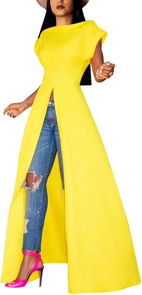 Womens Casual Crew Ncek Short Sleeve Jumpsuits Solid Open Front Split Wide Leg Jumpsuit Rompers | Amazon (US)