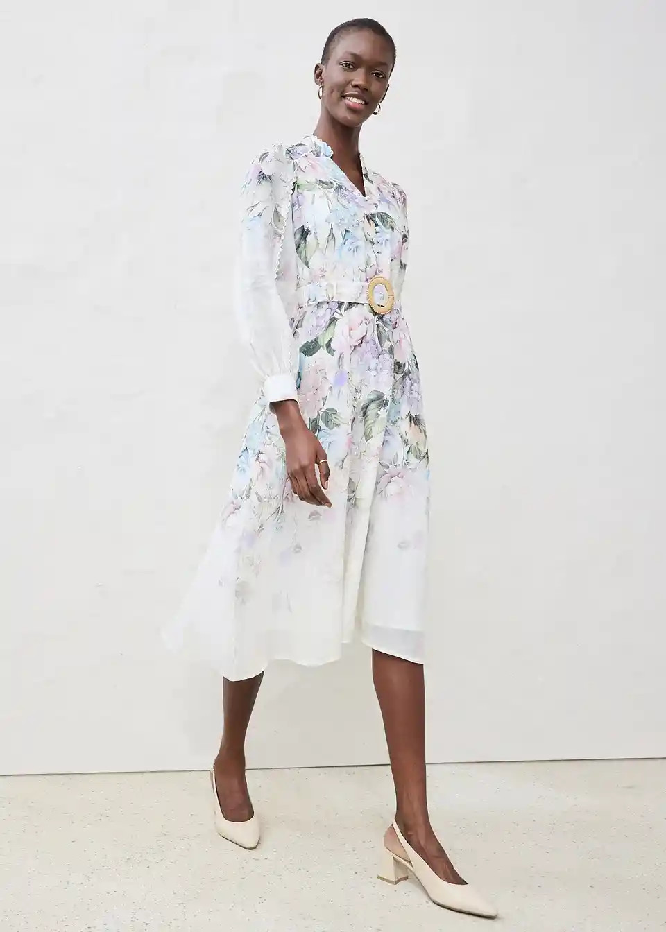 Midikleid aus Ramie (2 tlg.Set mit G\u00fcrtel) | Bonprix DE