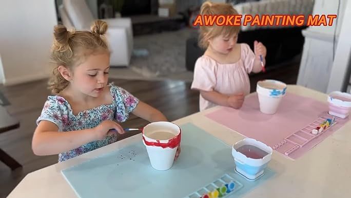 AWOKE Silicone Painting Mat - 20"X16" Silicone Art Mat with 1 Water Cup for Kids - Silcone Craft ... | Amazon (US)