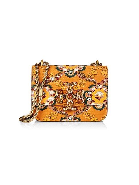 Small Eleanor Brocade Jeweled Logo Crossbody Bag | Saks Fifth Avenue