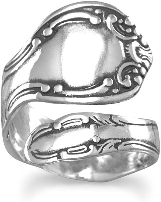 JewelryWeb - 925 Sterling Silver Oxidized Spoon Ring - Adjustable Sterling Silver Ring for Women ... | Amazon (US)