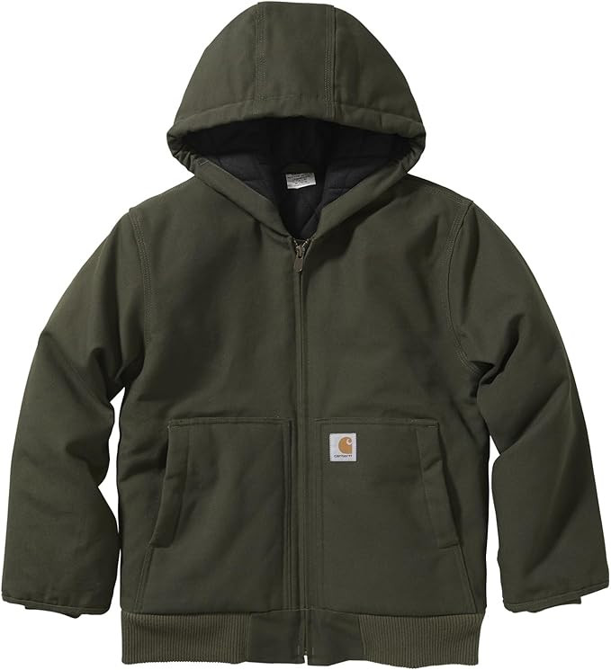 Carhartt Boys' Flannel-Lined Hooded Canvas Insulated Zip-Up Jacket | Amazon (US)