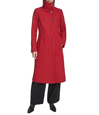 Kenneth Cole New York Wool Blend Stand Collar Back Belt Walker Coat - M | Dillard's