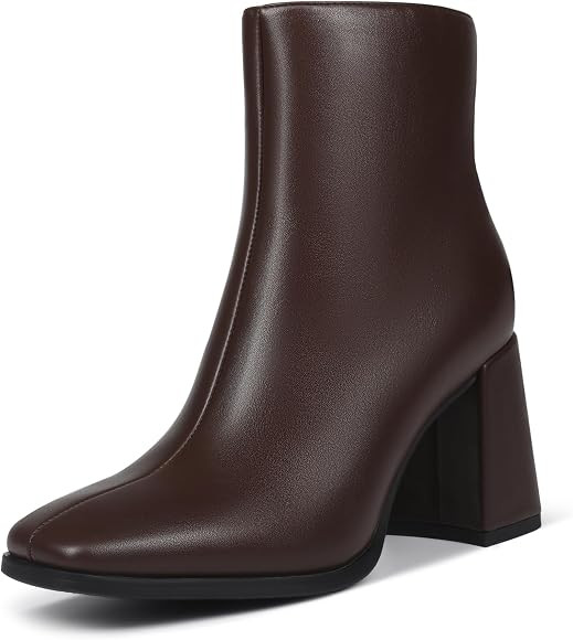 Womens Square Toe Ankle Boots Chunky Heel Causual Comfort Ankle Booties Dress Boots for Women | Amazon (US)