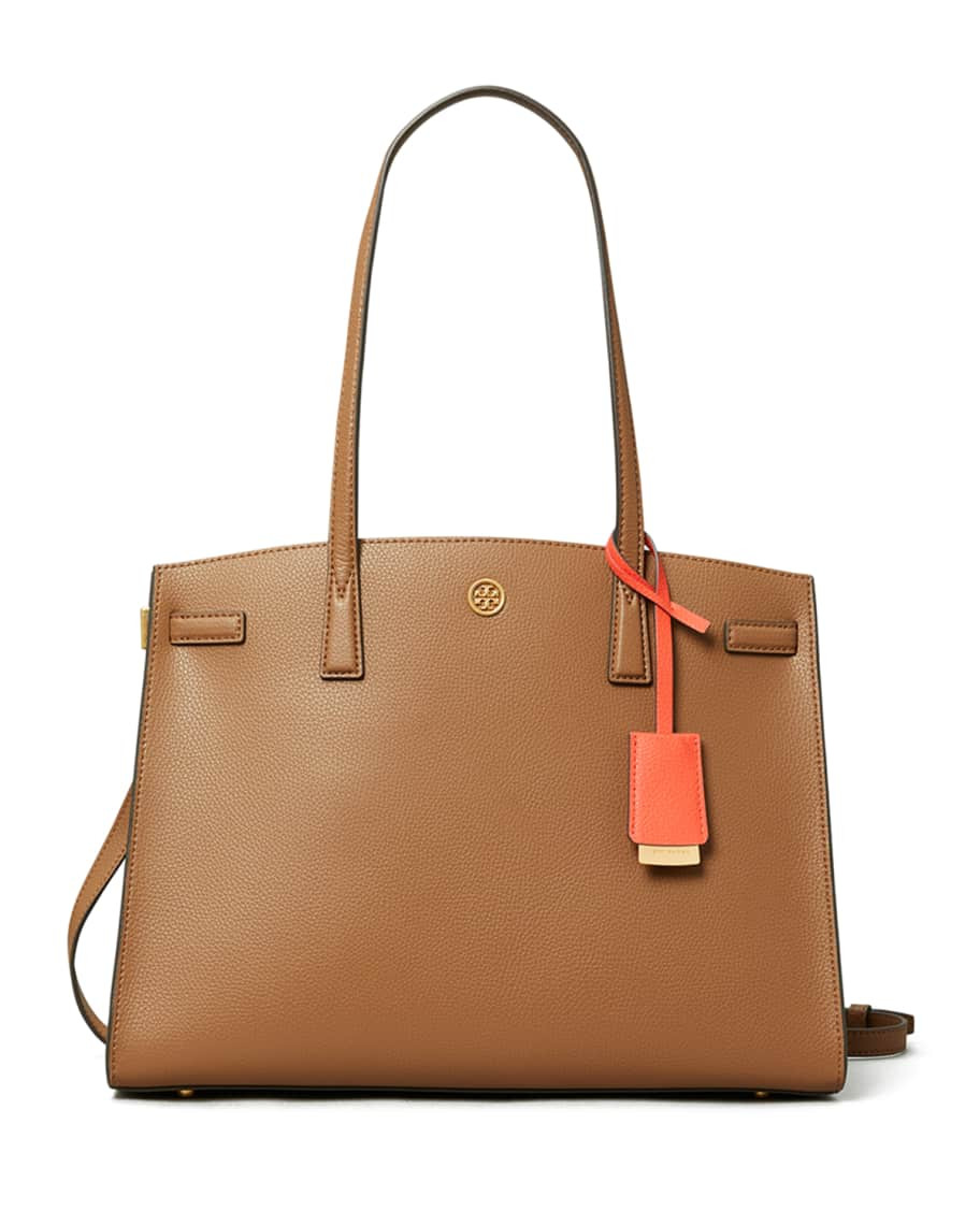 Tory Burch Walker Pebbled Triple-Compartment Satchel Bag | Neiman Marcus