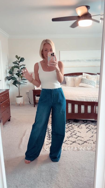 • trousers jeans - I suggest sizing down (I first got a 2, but they were too big, so this is a size 0).
* tank - size small  

#LTKFindsUnder50 #LTKSeasonal #LTKStyleTip