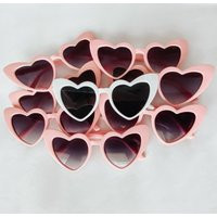 Heart Sunglasses, White & Pink Sunnies, Bachelorette Party, Engagement Bridal Shower, Girls Day, Fas | Etsy (US)
