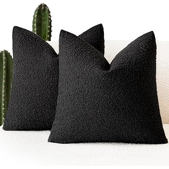 Foindtower Set of 2, Decorative Textured Boucle Throw Pillow Covers Accent Solid Pillow Cases Neu... | Amazon (US)