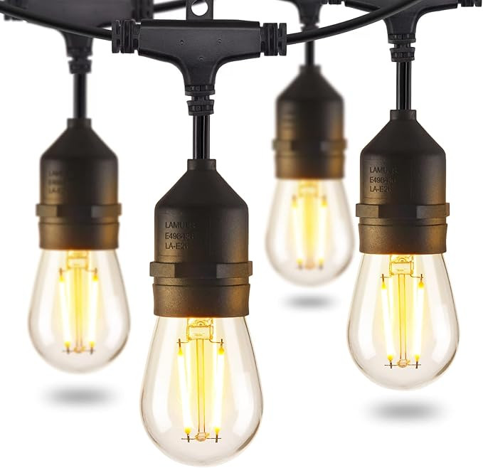 Minetom Outdoor String Lights, 48FT Patio Lights with 15 Shatterproof LED Bulbs, UL Listed Commer... | Amazon (US)