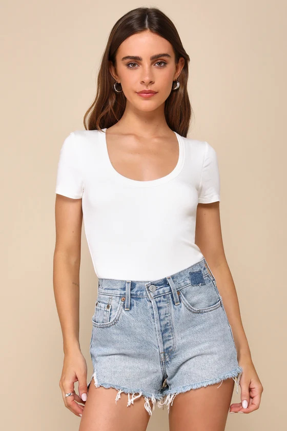 501 Original Light Wash Distressed High Rise Denim Shorts | Lulus