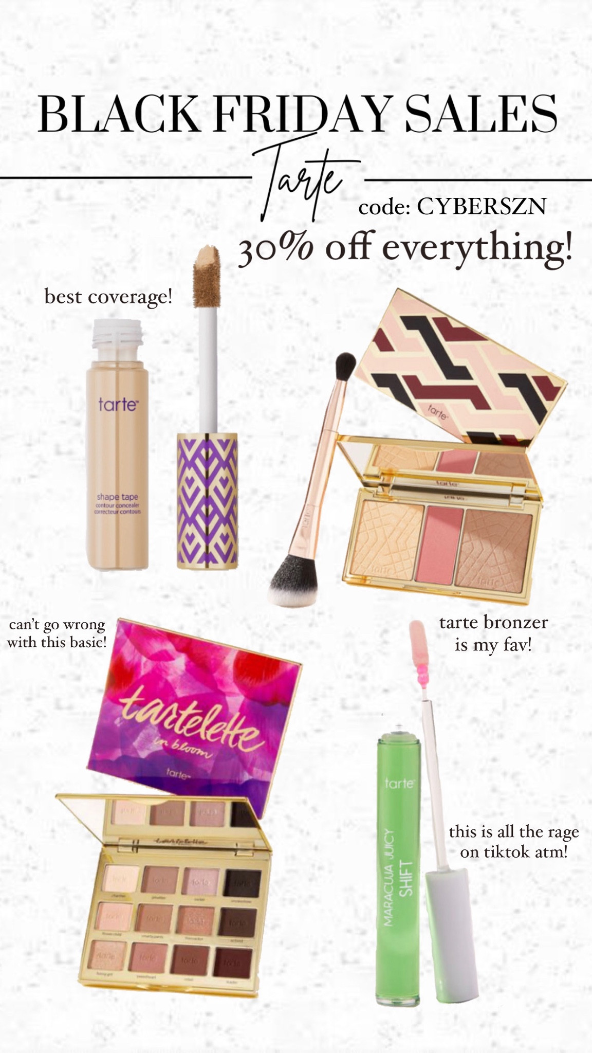 Tarte Black Friday Deals

#LTKsalealert #LTKHoliday #LTKCyberweek