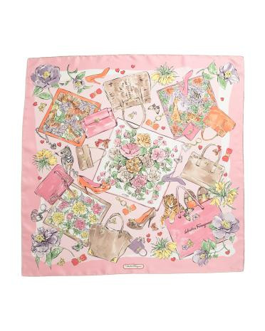 made in italy silk flower print scarf | TJ Maxx