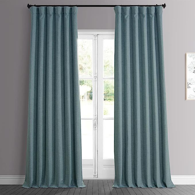 HPD Half Price Drapes BOCH-LN185-P Faux Linen Room Darkening Curtain (1 Panel), 50 X 120, Sea Thi... | Amazon (US)