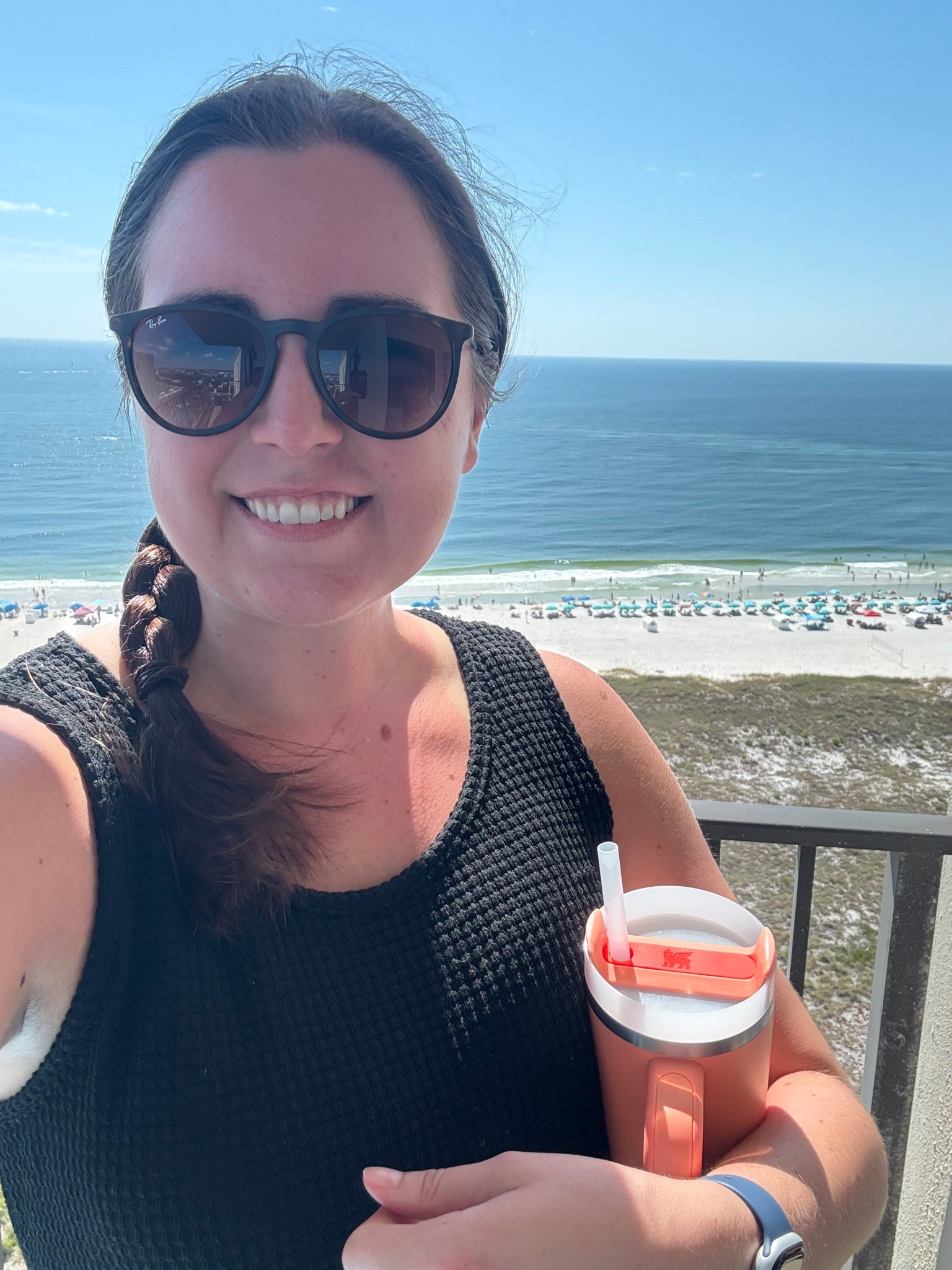 Beach day essentials ☀️🌊👙⛱️

Swimsuit coverup, sunglasses, Stanley cup, beach day