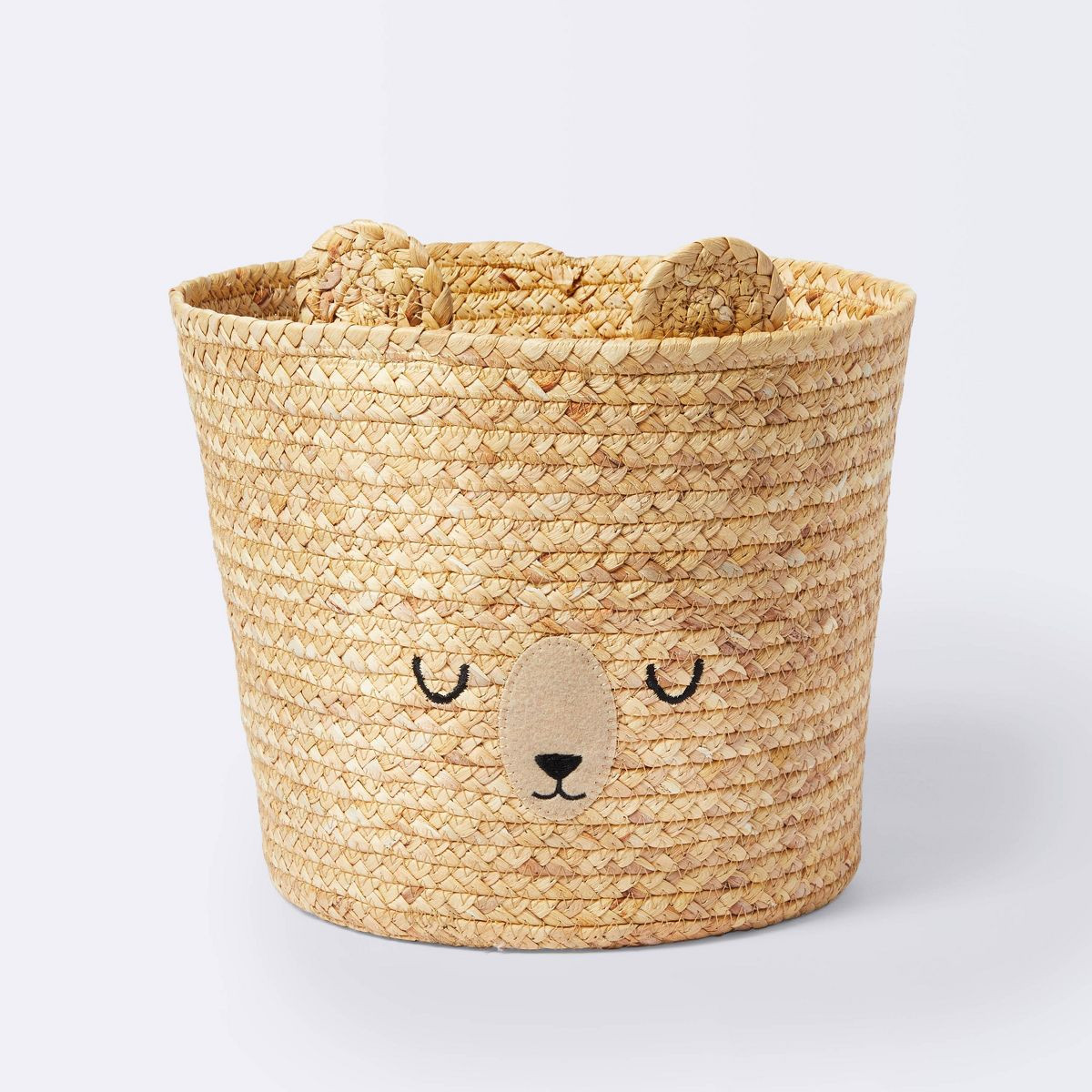 Braided Water Hyacinth Tapered Floor Basket Sleepy Bear - Cloud Island™ | Target