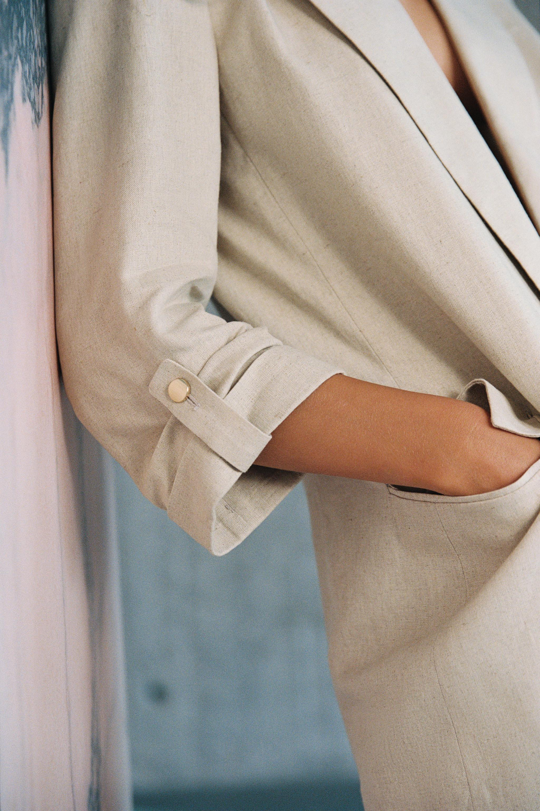 ROLL-UP SLEEVE LINEN BLEND BLAZER | Zara UK