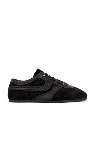 Dries Van Noten Suede Sneaker in Black - Black. Size 39 (also in 37, 38, 40, 41). | FWRD 