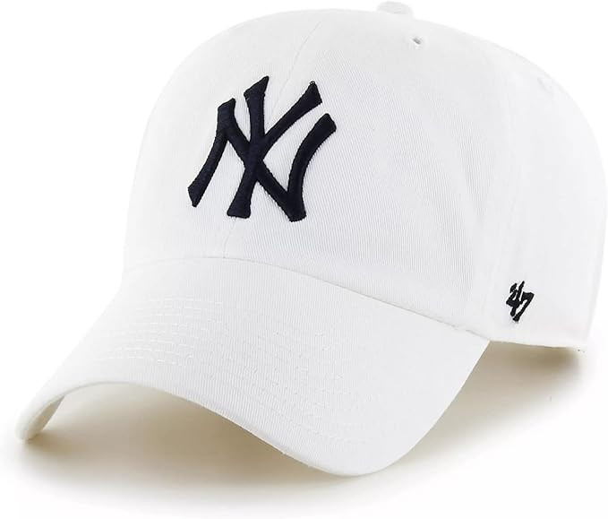 47 MLB White Team Color Primary Logo Clean Up Adjustable Strap Hat Cap, Adult One Size Fits All | Amazon (US)