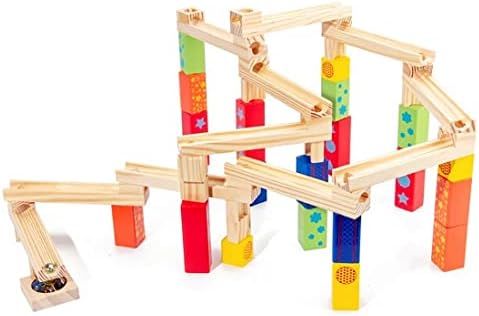 Wooden Marble Run for Kids Ages 4-12, 52 Pieces Colorful Wooden Block Toys and Construction Plays... | Amazon (US)