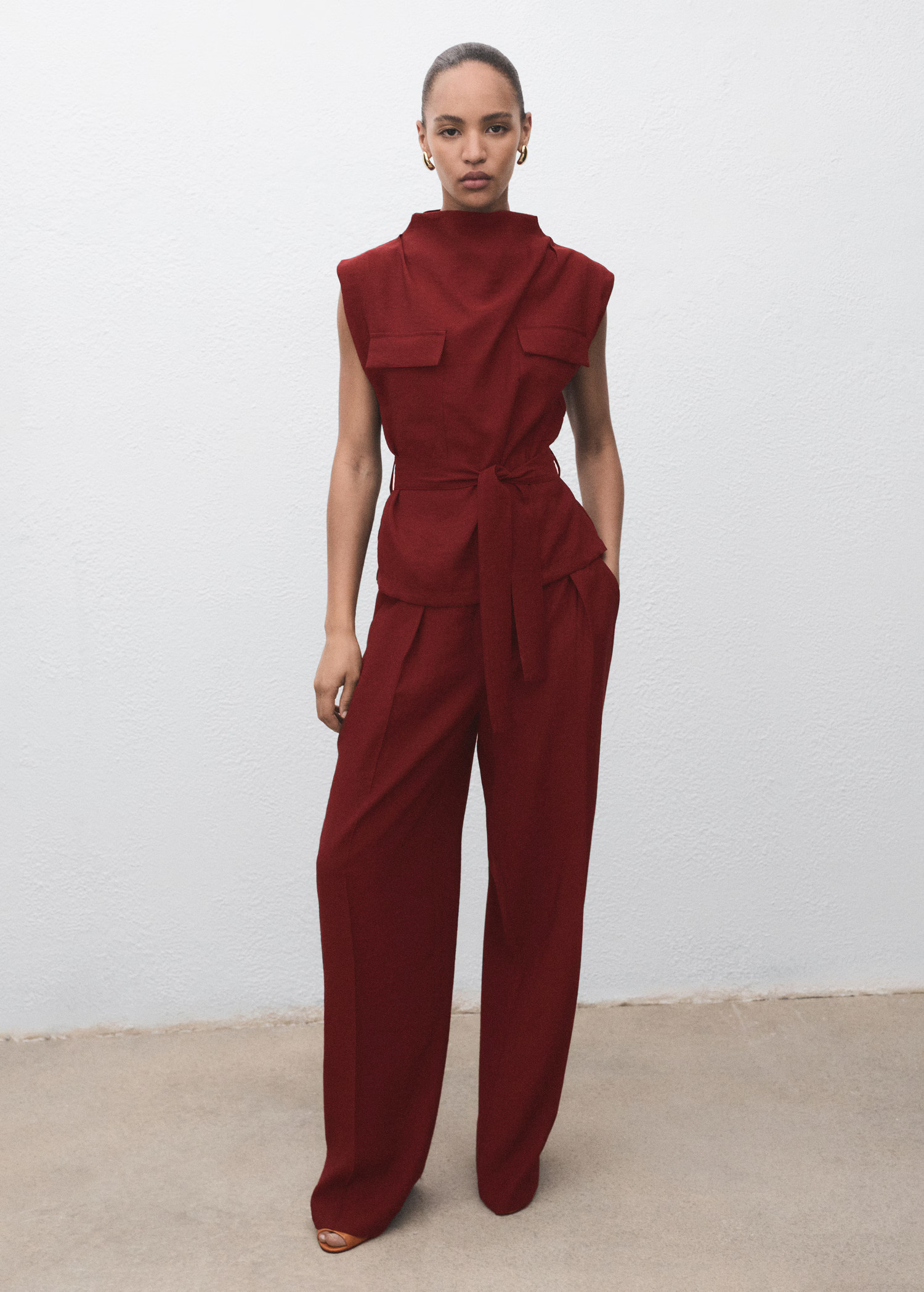 Blouse with draped neck and belt - Women | MANGO USA | Mango (US/MX/AU)