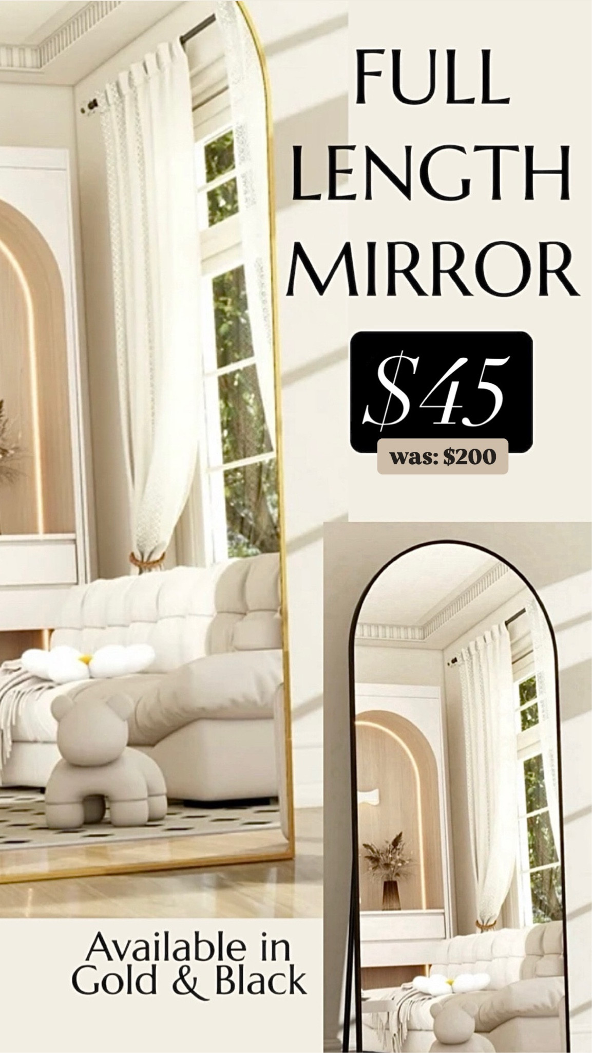 Full length mirror at Walmart on sale for $45 

#LTKFindsUnder50 #LTKCyberWeek #LTKGiftGuide