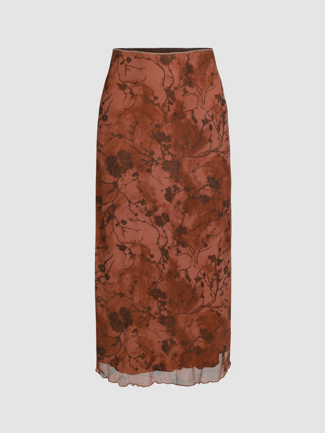 High Waist Mesh Floral Midi Skirt | Cider