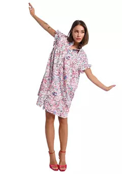 Women's Printed Smock Ruffle Sleeve Shirtdress | Belk