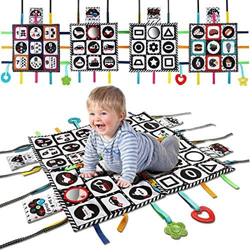 teytoy Tummy Time Floor Mirror, Double High Contrast Play and Pat Activity Mat Black and White Ba... | Amazon (US)