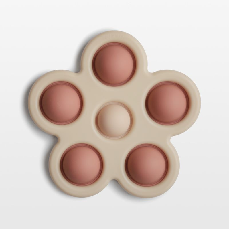 Mushie Silicone Pink Flower Baby Press Toy + Reviews | Crate & Kids | Crate & Barrel
