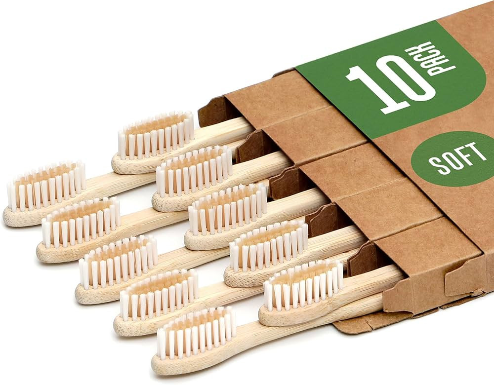 Biodegradable Bamboo Toothbrushes 10 Pack - BPA Free Soft Bristles Toothbrushes, Eco-Friendly, Co... | Amazon (US)