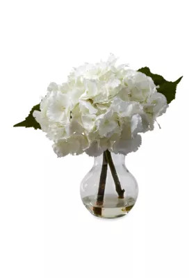 Nearly Natural Blooming Hydrangea with Vase Arrangement | Belk