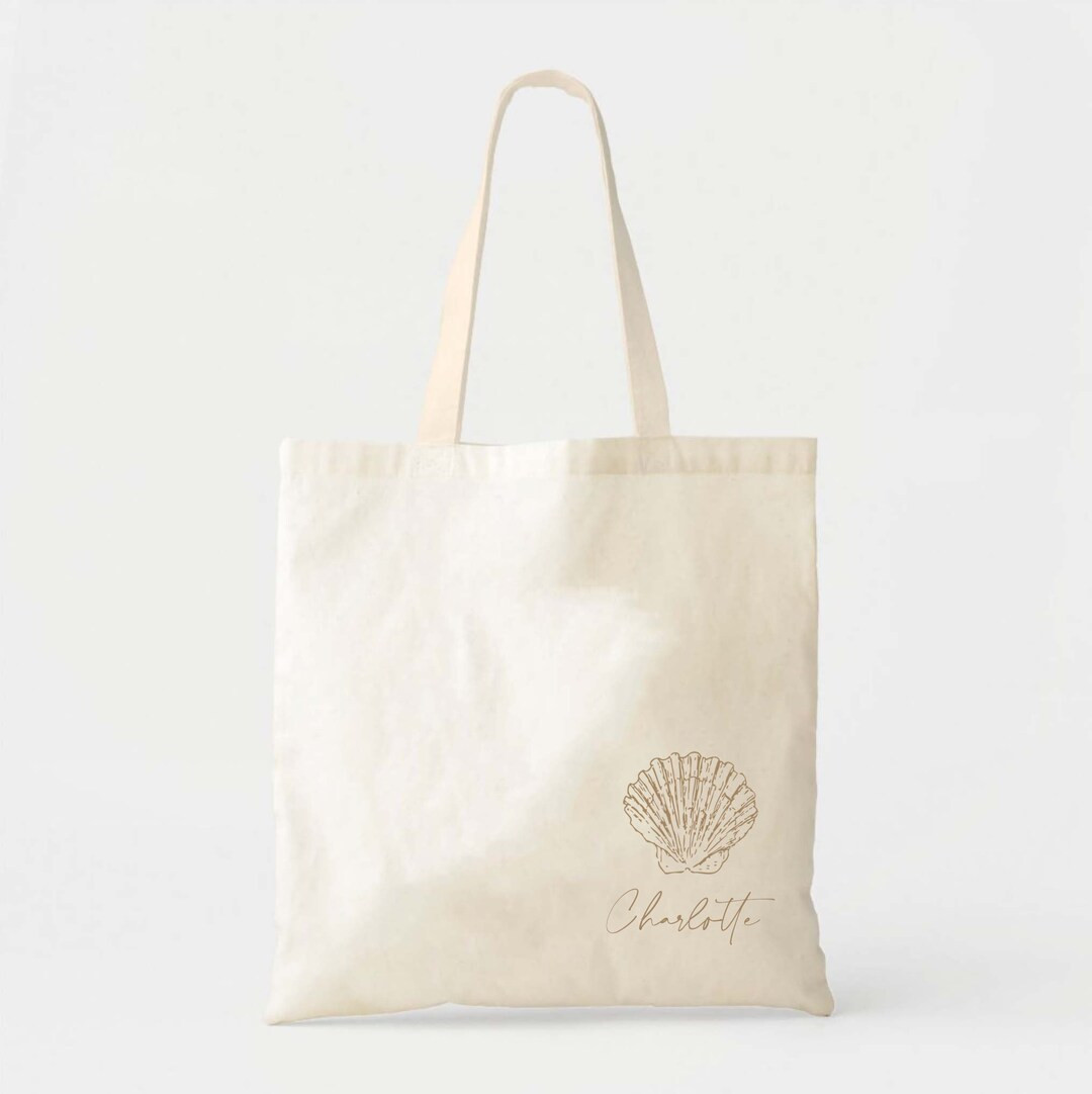 Shell Name Tote Beach Bachelorette Custom Wedding Tote Bachelorette Gift Destination Wedding Tote... | Etsy (US)