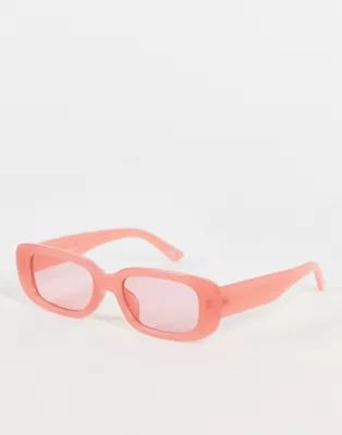 ASOS DESIGN mid square sunglasses in pink | ASOS (Global)