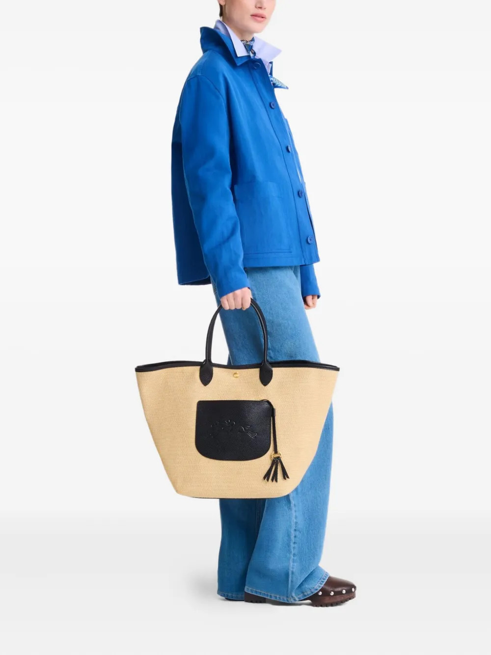 Longchamp Bolsa Tote Le Pilage Trançada | Preto | FARFETCH BR | Farfetch (BR)